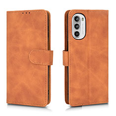 Leather Case Stands Flip Cover Holder L01Z for Motorola Moto Edge (2022) 5G Brown