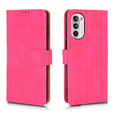 Leather Case Stands Flip Cover Holder L01Z for Motorola Moto Edge (2022) 5G Hot Pink