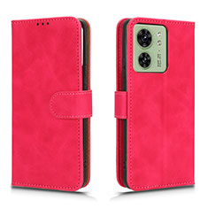 Leather Case Stands Flip Cover Holder L01Z for Motorola Moto Edge (2023) 5G Hot Pink