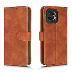 Leather Case Stands Flip Cover Holder L01Z for Motorola Moto Edge 40 Pro 5G Brown