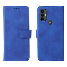 Leather Case Stands Flip Cover Holder L01Z for Motorola Moto G Play (2023) Blue