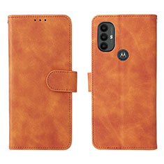 Leather Case Stands Flip Cover Holder L01Z for Motorola Moto G Play (2023) Brown