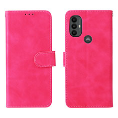 Leather Case Stands Flip Cover Holder L01Z for Motorola Moto G Power (2022) Hot Pink