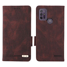 Leather Case Stands Flip Cover Holder L01Z for Motorola Moto G10 Power Brown