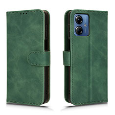 Leather Case Stands Flip Cover Holder L01Z for Motorola Moto G14 Green