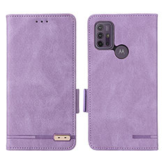 Leather Case Stands Flip Cover Holder L01Z for Motorola Moto G20 Purple