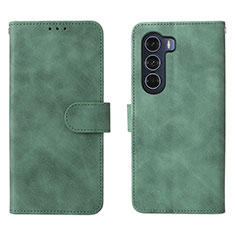 Leather Case Stands Flip Cover Holder L01Z for Motorola Moto G200 5G Green