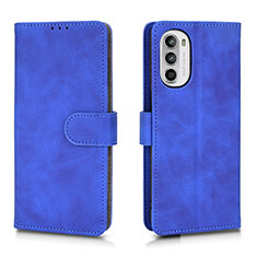 Leather Case Stands Flip Cover Holder L01Z for Motorola Moto G52j 5G Blue