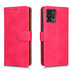 Leather Case Stands Flip Cover Holder L01Z for Motorola Moto G72 Hot Pink