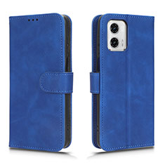 Leather Case Stands Flip Cover Holder L01Z for Motorola Moto G73 5G Blue