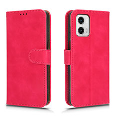 Leather Case Stands Flip Cover Holder L01Z for Motorola Moto G73 5G Hot Pink