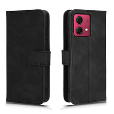 Leather Case Stands Flip Cover Holder L01Z for Motorola Moto G84 5G Black