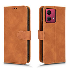 Leather Case Stands Flip Cover Holder L01Z for Motorola Moto G84 5G Brown