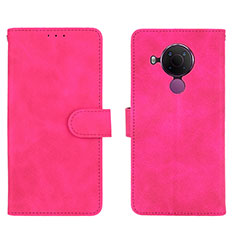 Leather Case Stands Flip Cover Holder L01Z for Nokia 5.4 Hot Pink