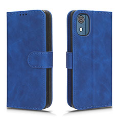 Leather Case Stands Flip Cover Holder L01Z for Nokia C02 Blue