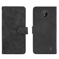 Leather Case Stands Flip Cover Holder L01Z for Nokia C10 Black