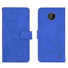 Leather Case Stands Flip Cover Holder L01Z for Nokia C10 Blue