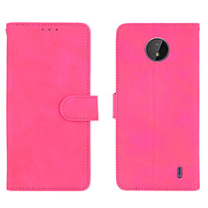 Leather Case Stands Flip Cover Holder L01Z for Nokia C10 Hot Pink