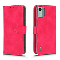 Leather Case Stands Flip Cover Holder L01Z for Nokia C12 Pro Hot Pink