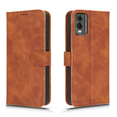 Leather Case Stands Flip Cover Holder L01Z for Nokia C210 Brown