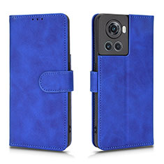 Leather Case Stands Flip Cover Holder L01Z for OnePlus 10R 5G Blue