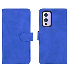 Leather Case Stands Flip Cover Holder L01Z for OnePlus 9 5G Blue