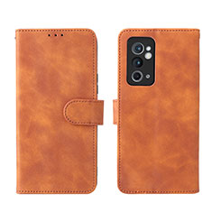 Leather Case Stands Flip Cover Holder L01Z for OnePlus 9RT 5G Brown