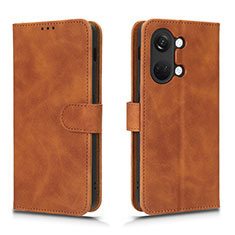 Leather Case Stands Flip Cover Holder L01Z for OnePlus Ace 2V 5G Brown