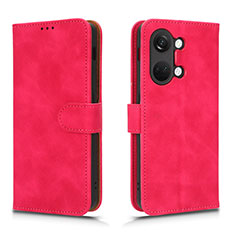 Leather Case Stands Flip Cover Holder L01Z for OnePlus Ace 2V 5G Hot Pink