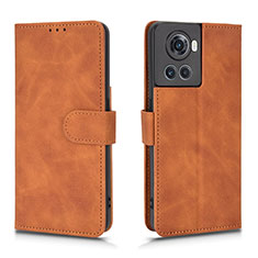 Leather Case Stands Flip Cover Holder L01Z for OnePlus Ace 5G Brown