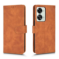 Leather Case Stands Flip Cover Holder L01Z for OnePlus Nord 2T 5G Brown