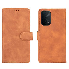 Leather Case Stands Flip Cover Holder L01Z for OnePlus Nord N200 5G Brown