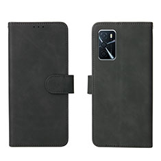 Leather Case Stands Flip Cover Holder L01Z for Oppo A16 Black