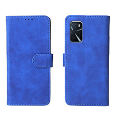 Leather Case Stands Flip Cover Holder L01Z for Oppo A16 Blue