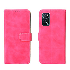 Leather Case Stands Flip Cover Holder L01Z for Oppo A16s Hot Pink