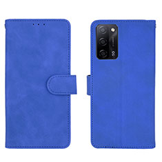 Leather Case Stands Flip Cover Holder L01Z for Oppo A53s 5G Blue