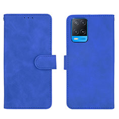 Leather Case Stands Flip Cover Holder L01Z for Oppo A54 4G Blue