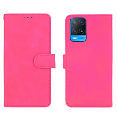 Leather Case Stands Flip Cover Holder L01Z for Oppo A54 4G Hot Pink