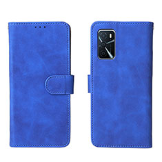 Leather Case Stands Flip Cover Holder L01Z for Oppo A54s Blue