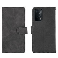 Leather Case Stands Flip Cover Holder L01Z for Oppo A74 5G Black