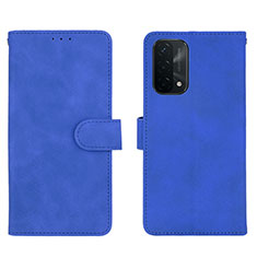 Leather Case Stands Flip Cover Holder L01Z for Oppo A74 5G Blue