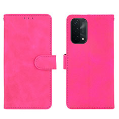 Leather Case Stands Flip Cover Holder L01Z for Oppo A93 5G Hot Pink