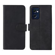 Leather Case Stands Flip Cover Holder L01Z for Oppo Find X5 Lite 5G Black