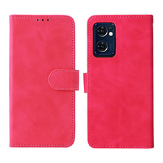 Leather Case Stands Flip Cover Holder L01Z for Oppo Find X5 Lite 5G Hot Pink