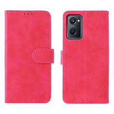 Leather Case Stands Flip Cover Holder L01Z for Oppo K10 4G Hot Pink
