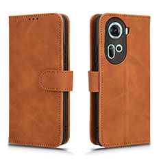 Leather Case Stands Flip Cover Holder L01Z for Oppo Reno11 5G Brown