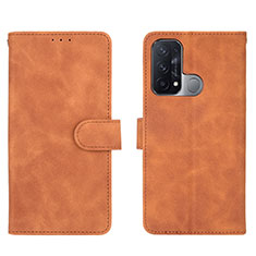 Leather Case Stands Flip Cover Holder L01Z for Oppo Reno5 A Brown