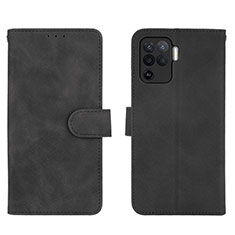 Leather Case Stands Flip Cover Holder L01Z for Oppo Reno5 F Black