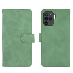 Leather Case Stands Flip Cover Holder L01Z for Oppo Reno5 F Green