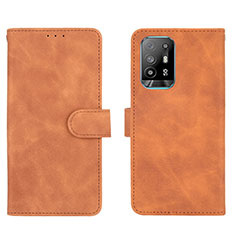 Leather Case Stands Flip Cover Holder L01Z for Oppo Reno5 Z 5G Brown